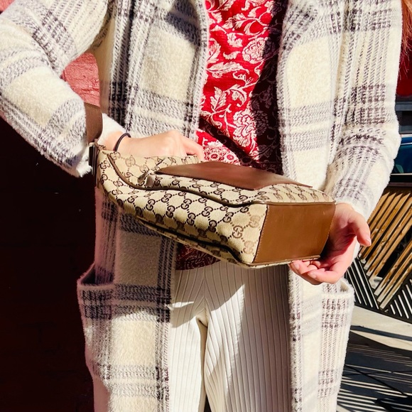 GUCCI Leather and Canvas Shoulder Bag AUTHENTIC - Picture 8 of 16